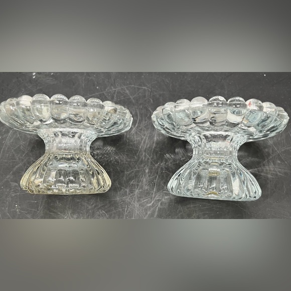 PartyLite CRYSTAL Votive/Taper Candlestick Holders 3'Round 2'T Reversable Set - Picture 4 of 16